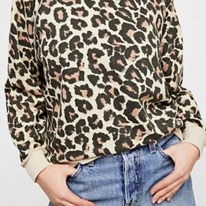 Free People BNWT oversized Go On Get Floral animal print sweatshirt S